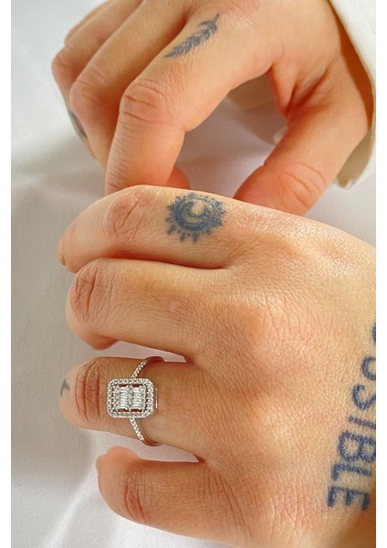 Tekno Trust Gümüş Kadın Baget Tektaş Yüzük 925 Ayar Gümüş Yüzük Mineli Zirkon Taş Baget Gümüş 925 Ayar Gümüş fiyatları