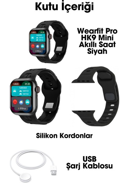 Hk9 Mini Akıllı Kol Saati 42MM Amoled Ekran Siyah