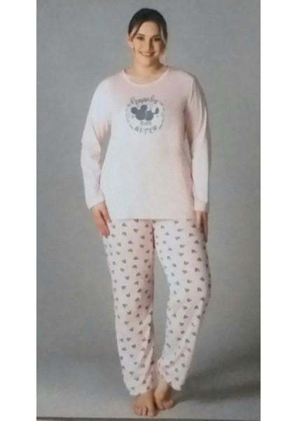Büyük Beden Yazlık Uzun Kol Pijama Takımı