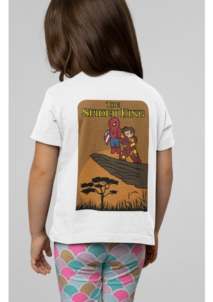 The Spider King Sırt Baskılı Unisex Çocuk Tişört, Örümcek Adam Baskılı Bebek T-Shirt