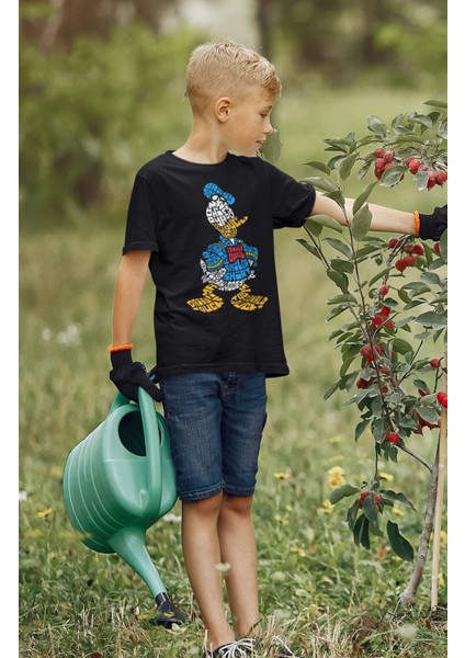 Donald Duck Baskılı Çocuk Tişört, Unisex Çizgi Film Baskılı Bebek T-Shirt