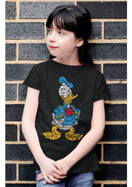 Donald Duck Baskılı Çocuk Tişört, Unisex Çizgi Film Baskılı Bebek T-Shirt