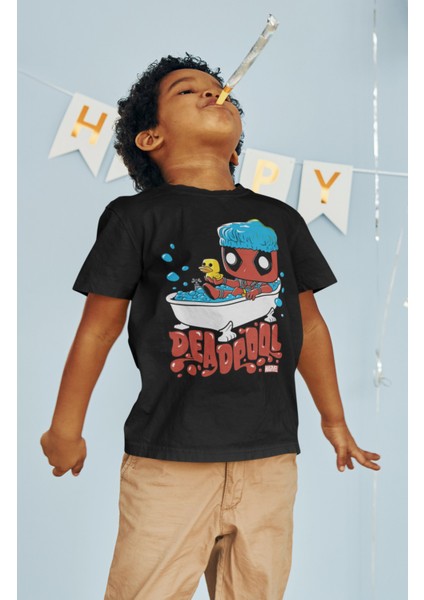 Komik Deadpool Baskılı Çocuk Tişört, Unisex Marvel Baskılı Bebek T-Shirt