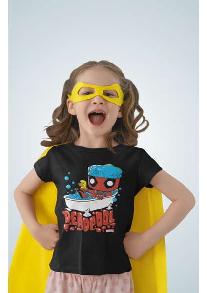 Komik Deadpool Baskılı Çocuk Tişört, Unisex Marvel Baskılı Bebek T-Shirt