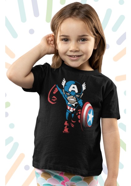 Captan America Baskılı Çocuk Tişört, Unisex Marvel Baskılı Bebek T-Shirt fiyatları
