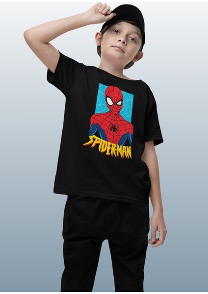 Spider-Man Yazılı Çocuk Tişört, Unisex Marvel Baskılı Bebek T-Shirt