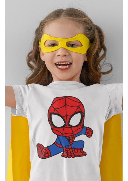 Baby Spiderman Baskılı Çocuk Tişört, Unisex Spider-Man Baskılı Bebek T-Shirt