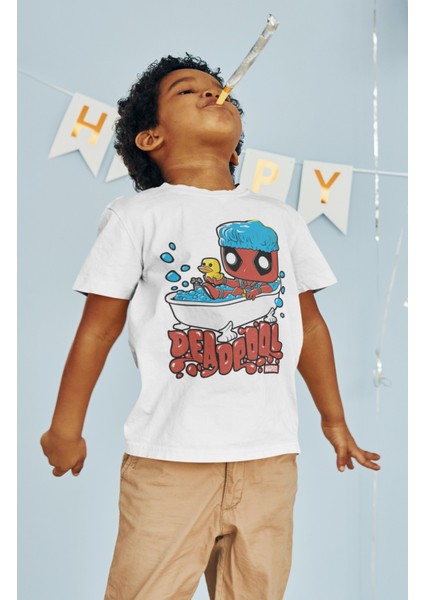 Komik Deadpool Baskılı Çocuk Tişört, Unisex Marvel Baskılı Bebek T-Shirt