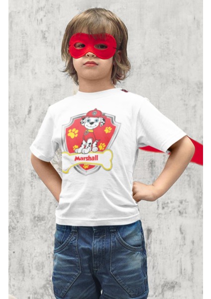 Fuddy Moda Paw Patrol Marshall Baskılı Çocuk Tişört, Unisex Çizgi Film Baskılı Bebek T-Shirt