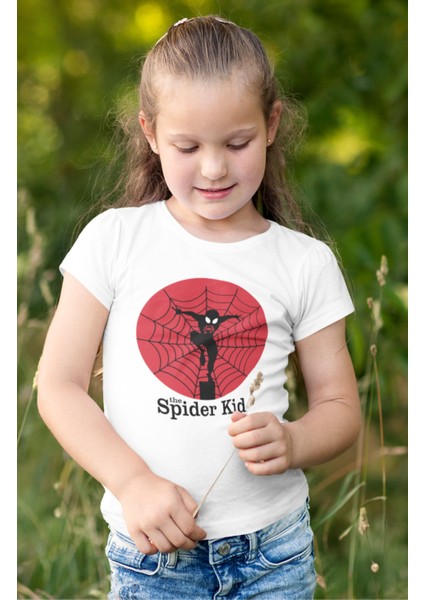 The Spider Kid Baskılı Çocuk Tişört, Unisex Örümcek Baskılı Bebek T-Shirt