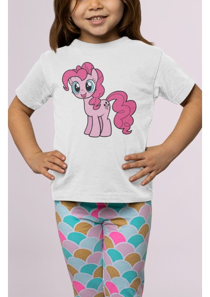 My Little Pony Pinkie Pie Baskılı Çocuk Tişört, Unisex Çizgi Film Baskılı Bebek T-Shirt