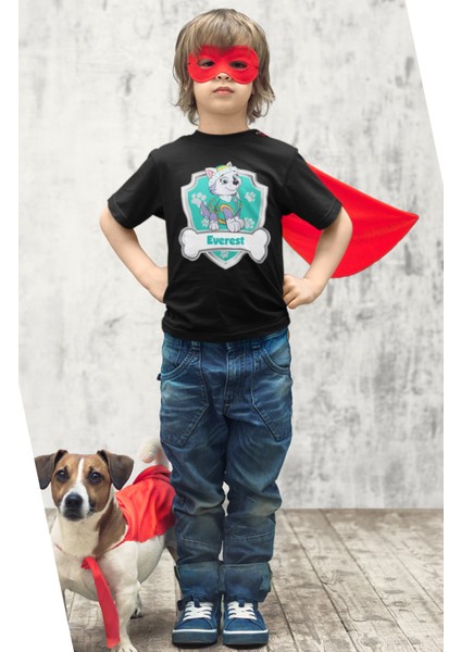 Fuddy Moda Paw Patrol Everest Baskılı Çocuk Tişört, Unisex Çizgi Film Baskılı Bebek T-Shirt