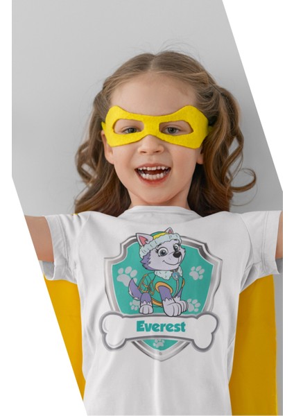 Paw Patrol Everest Baskılı Çocuk Tişört, Unisex Çizgi Film Baskılı Bebek T-Shirt