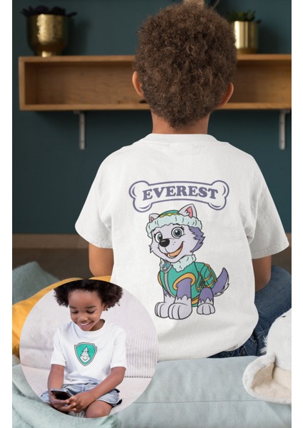 Everest Paw Patrol Sırt Baskılı Unisex Çocuk Tişört, Paw Patrol Baskılı Bebek T-Shirt