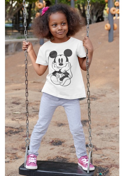 Mickey Mouse Baskılı Çocuk Tişört, Unisex Disney Mickey Baskılı Bebek T-Shirt