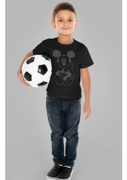 Fuddy Moda Mickey Mouse Baskılı Çocuk Tişört, Unisex Disney Mickey Baskılı Bebek T-Shirt