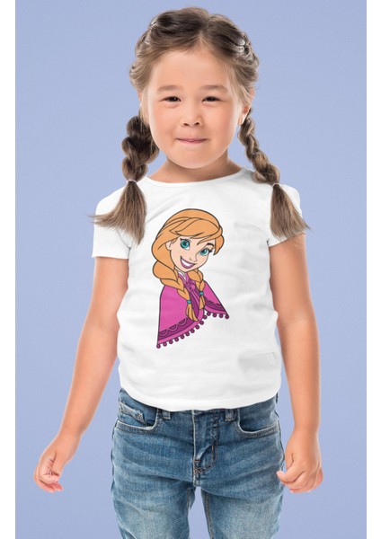 Frozen Anna Baskılı Kız Çocuk Tişört, Karlar Ülkesi Baskılı Kız Bebek T-Shirt fiyatları
