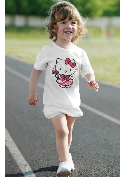 Fuddy Moda Şekerli Hello Kitty Baskılı Kız Çocuk Tişört,hello Kitty Baskılı Kız Bebek T-Shirt