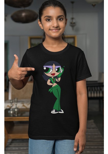 Powerpuff Girls Buttercup Baskılı Kız Çocuk Tişört, Çizgi Film Baskılı Kız Bebek T-Shirt fiyatları