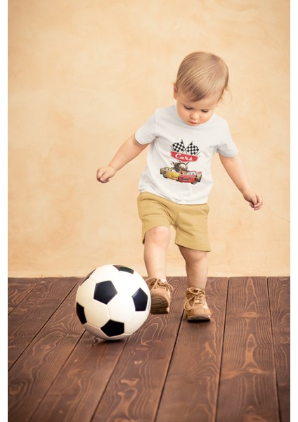 Unisex Çocuk Arabalar Baskılı Tişört, Cars Yazılı Bebek T-Shirt