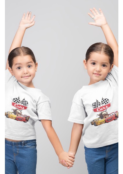 Unisex Çocuk Arabalar Baskılı Tişört, Cars Yazılı Bebek T-Shirt