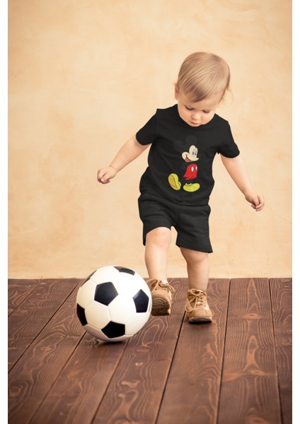 Erkek Çocuk Mickey Mouse Baskılı Tişört, Çizgi Film Karakter Baskılı Bebek T-Shirt