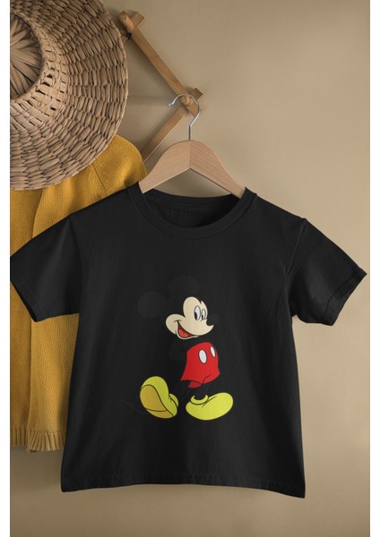 Erkek Çocuk Mickey Mouse Baskılı Tişört, Çizgi Film Karakter Baskılı Bebek T-Shirt