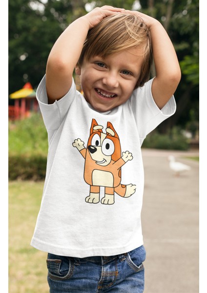 Bingo Baskılı Çocuk Tişört, Unisex Çizgi Film Baskılı Bebek T-Shirt fiyatları