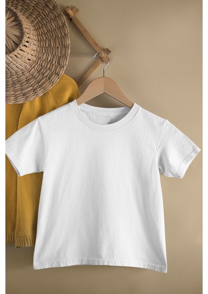 Çocuk Düz Basic Tişört, Erkek Kız Çocuk Baskısız Bebek T-Shirt