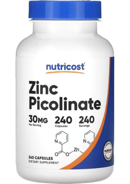 Nutricost Zinc Picolinate 30 Mg 240 Capsul Usa Menşei