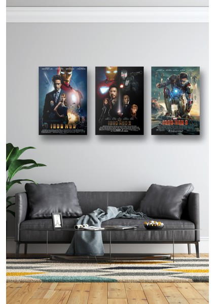 3lü Set Demir Adam Posterleri & Set iron Man Posterleri & Marvel Posterleri Mlknkm1