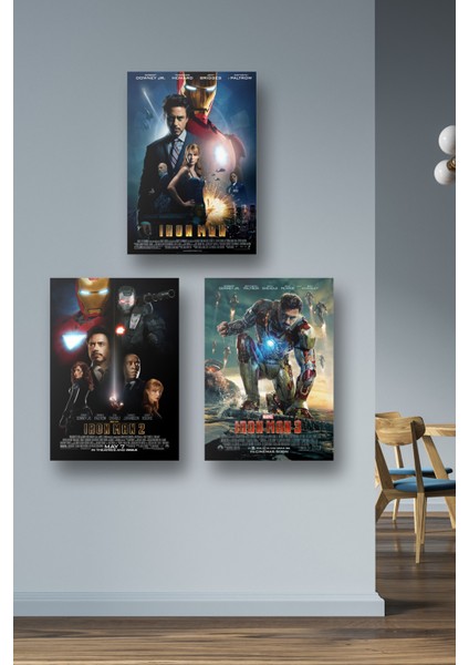 3lü Set Demir Adam Posterleri & Set iron Man Posterleri & Marvel Posterleri Mlknkm1