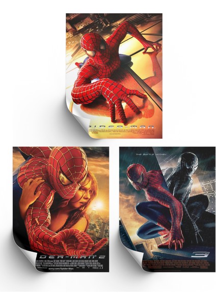 3lü Set Örümcek Adam Posterleri & Setli Spider Man Posterleri & Marvel Posterleri Mlknkm1