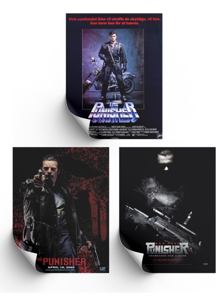 3lü Set The Punisher Posterleri & Set Punisher Afişleri Posterleri & Marvel Posterleri Mlknkm1