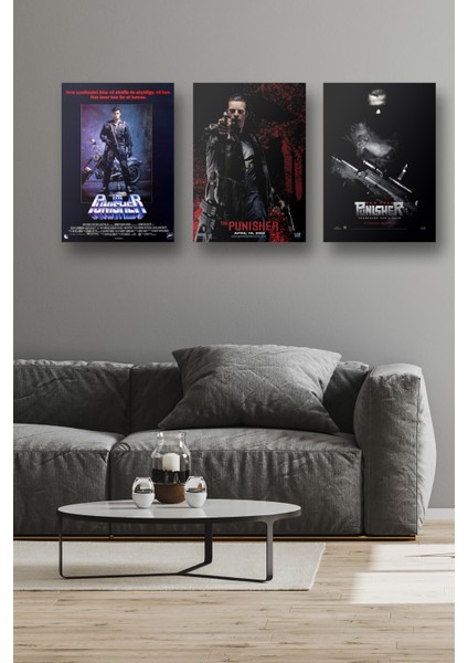 3lü Set The Punisher Posterleri & Set Punisher Afişleri Posterleri & Marvel Posterleri Mlknkm1