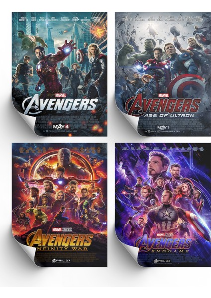 4lü Set The Avengers Posterleri & 4lü Set Yenilmezler Posterleri & Marvel Posterleri Mlknkm1