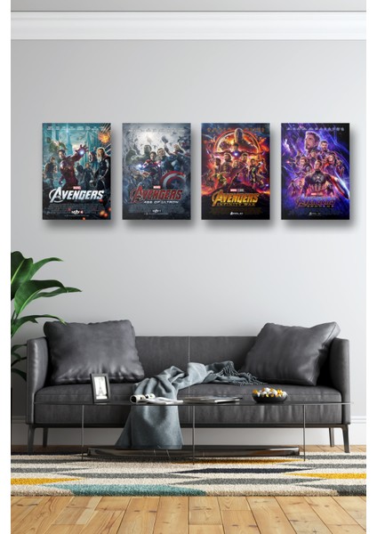 4lü Set The Avengers Posterleri & 4lü Set Yenilmezler Posterleri & Marvel Posterleri Mlknkm1