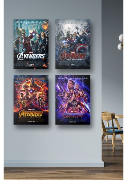 4lü Set The Avengers Posterleri & 4lü Set Yenilmezler Posterleri & Marvel Posterleri Mlknkm1