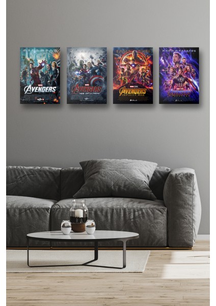 4lü Set The Avengers Posterleri & 4lü Set Yenilmezler Posterleri & Marvel Posterleri Mlknkm1