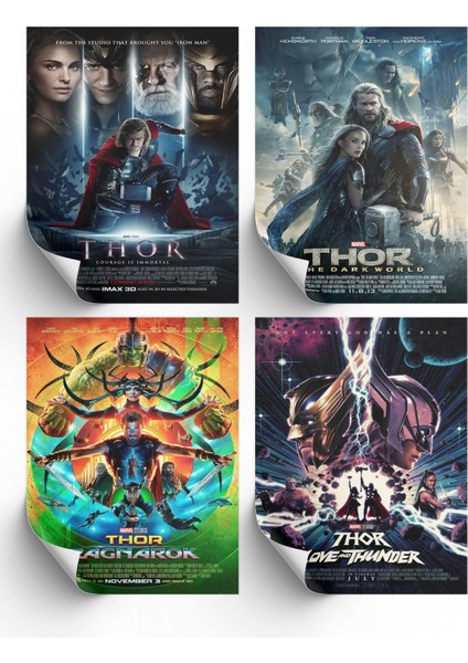 4lü Set Thor Posterleri & Setli Thor Afişleri Posterleri & Marvel Posterleri Mlknkm1