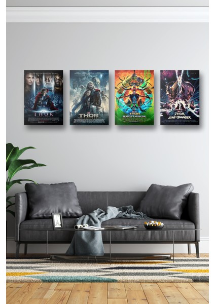 4lü Set Thor Posterleri & Setli Thor Afişleri Posterleri & Marvel Posterleri Mlknkm1