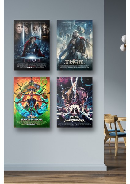 4lü Set Thor Posterleri & Setli Thor Afişleri Posterleri & Marvel Posterleri Mlknkm1