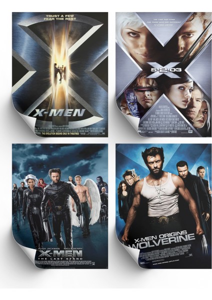 4lü Set X-men Posterleri & Setli X Men Afişleri Posterleri & Marvel Posterleri Mlknkm1