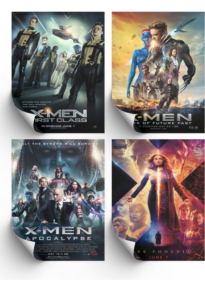 4lü Set X Men Posterleri & Set X-men Afişleri Posterleri & Marvel Posterleri Mlknkm1