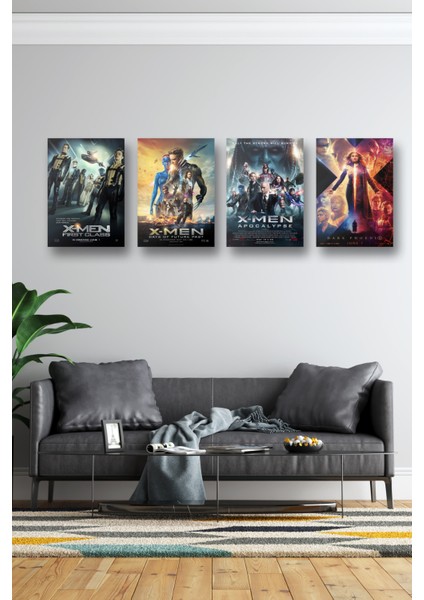 4lü Set X Men Posterleri & Set X-men Afişleri Posterleri & Marvel Posterleri Mlknkm1