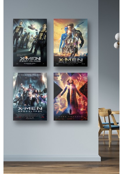 4lü Set X Men Posterleri & Set X-men Afişleri Posterleri & Marvel Posterleri Mlknkm1