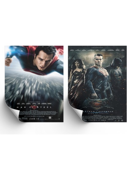 2li Set Man Of Steel Ve Batman V Superman Poster & Superman Batman Afişleri Poster Dcknkm1