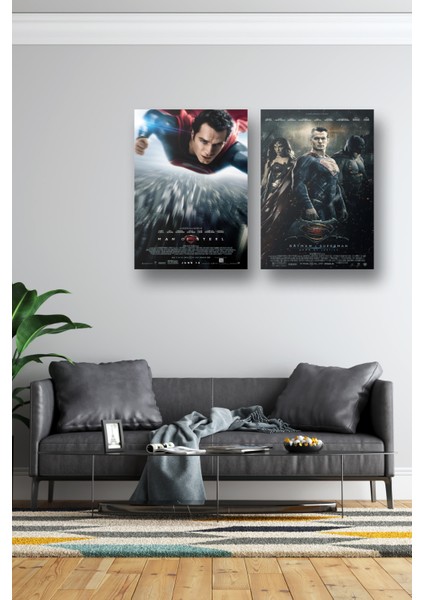 2li Set Man Of Steel Ve Batman V Superman Poster & Superman Batman Afişleri Poster Dcknkm1