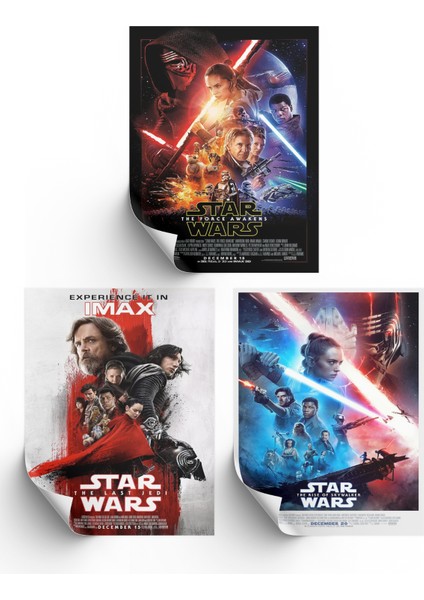 3lü Set Son Üçleme Star Wars Posterleri & Star Wars Afişleri & Film Posterleri Swknkm1