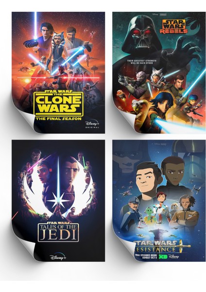 4lü Set Star Wars Posterleri & Setli Star Wars Afişleri Posterleri Swknkm1